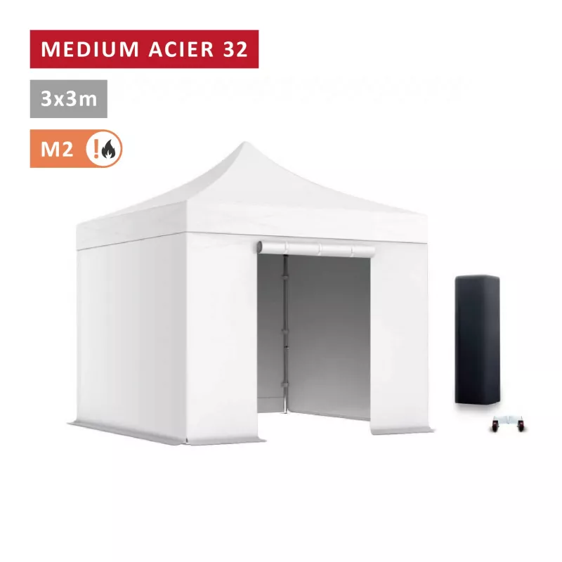 Pack Barnum pliant Acier premium 32mm 3X3m  - XPTENT - toit polyester pvc 450 g/m2