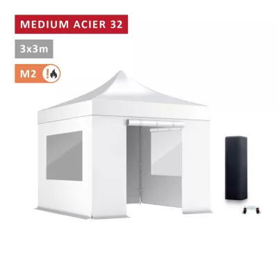 Pack Fenêtres rideaux Barnum pliant Acier premium 32mm 3X3m  - XPTENT - toit polyester pvc 450 g/m2