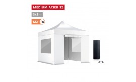 Pack Fenêtres rideaux Barnum pliant Acier premium 32mm 3X3m  - XPTENT - toit polyester pvc 450 g/m2