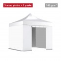 Lot de 4 bâches latérales polyester 380g/m² (3 murs pleins + 1 porte)