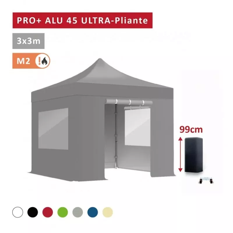 XPTENT - PACK Tonnelle ULTRA-pliante PRO - Alu 45mm 3x3m ● Bâche 450g/m²