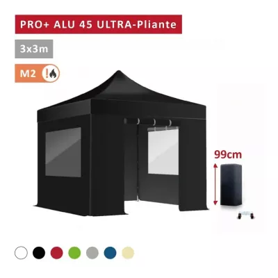 XPTENT - PACK Tonnelle ULTRA-pliante PRO - Alu 45mm 3x3m ● Bâche 450g/m²