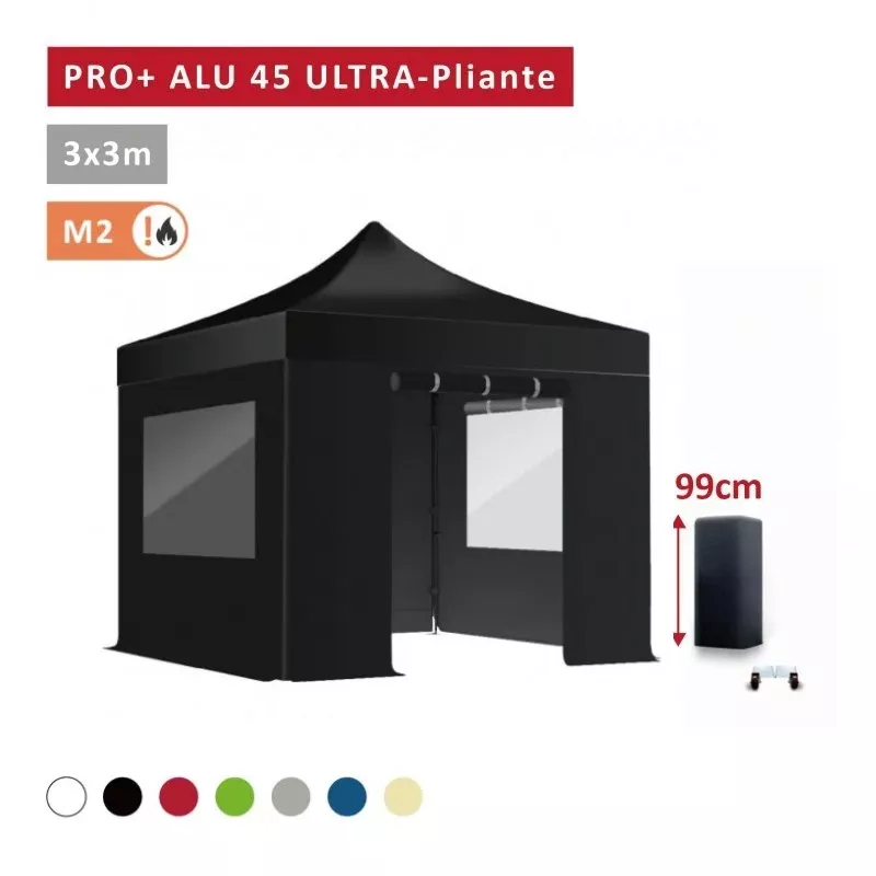 XPTENT - PACK Tonnelle ULTRA-pliante PRO - Alu 45mm 3x3m ● Bâche 450g/m²