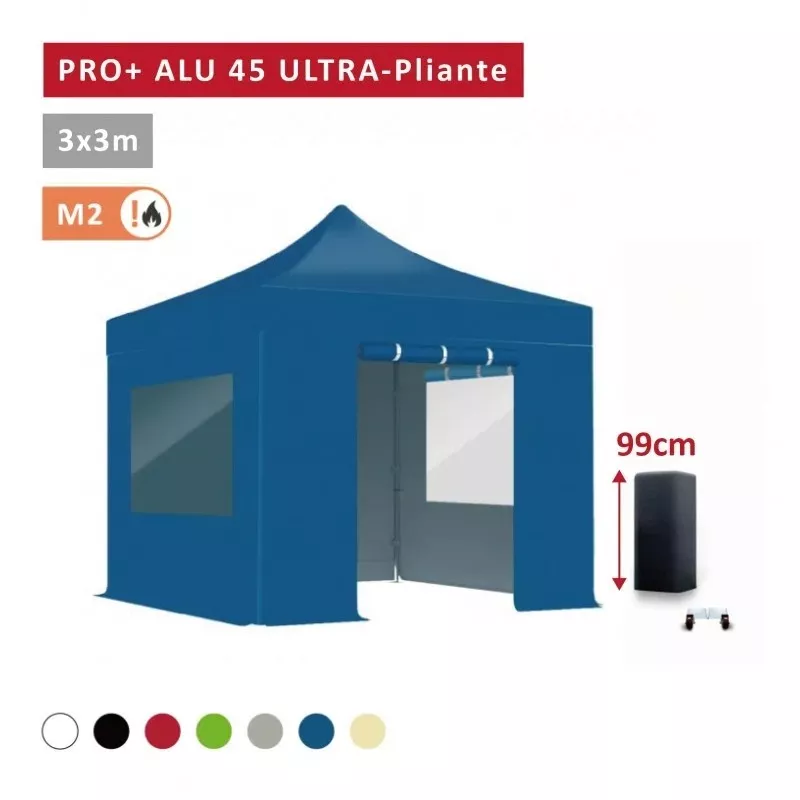 XPTENT - PACK Tonnelle ULTRA-pliante PRO - Alu 45mm 3x3m ● Bâche 450g/m²