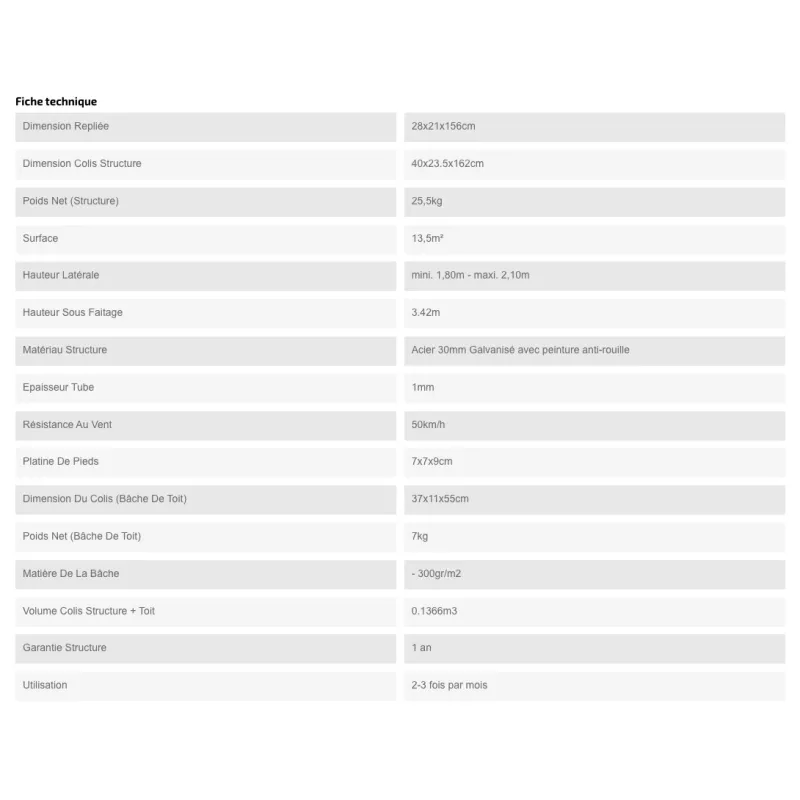 Barnum pliant Acier premium 32 mm 3X4,5m  - XPTENT - toit polyester pvc 450 g/m2