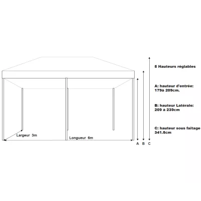 Barnum pliant Acier premium 32 mm 3X6m  - XPTENT - toit polyester pvc 450 g/m2
