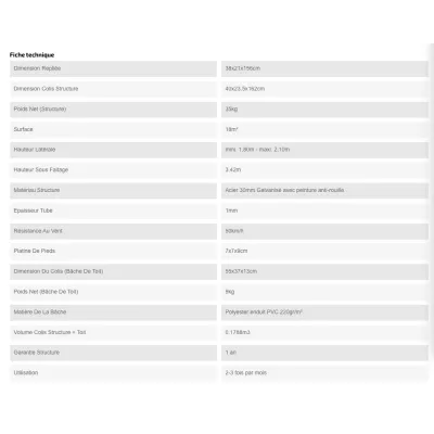 Barnum pliant Acier premium 32 mm 3X6m  - XPTENT - toit polyester pvc 450 g/m2